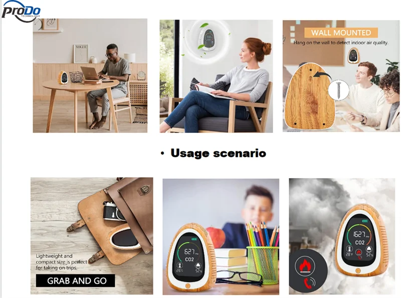 5 in 1 air quality monitor Tuya fire smoke alarm temperature humidity lora zigbee portable NDIR co2 controller