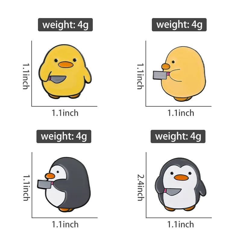 Stock Penguin Little Yellow Duck Cute Badge Cartoon Enamel Pin Ins Personality Bag Hanging Decoration Custom Hat Pins