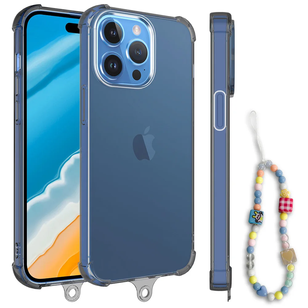 New fashion transparent silicone phone case with wristband strap cover for iphone 15 pro max 11 12 13 14 pro x xr xs 7 8
