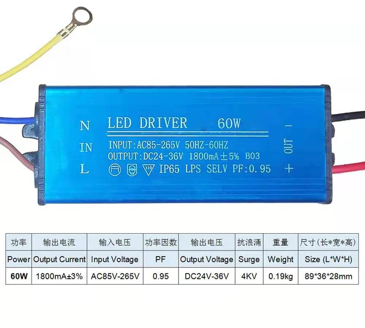Led Driver 50w Dc 24V 36V 300ma Driver Led 50w 900mA 1000mA 1050mA 1200mA 1300mA 1500mA Water Proof Led Power Supply