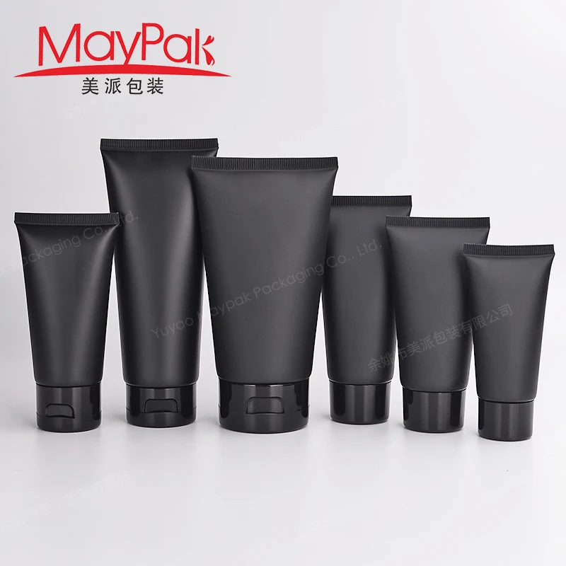10ml 20ml 30ml 100ml 200ml black frosted cosmetic tube packaging custom logo hand BB cream body lotion plastic squeeze soft tube