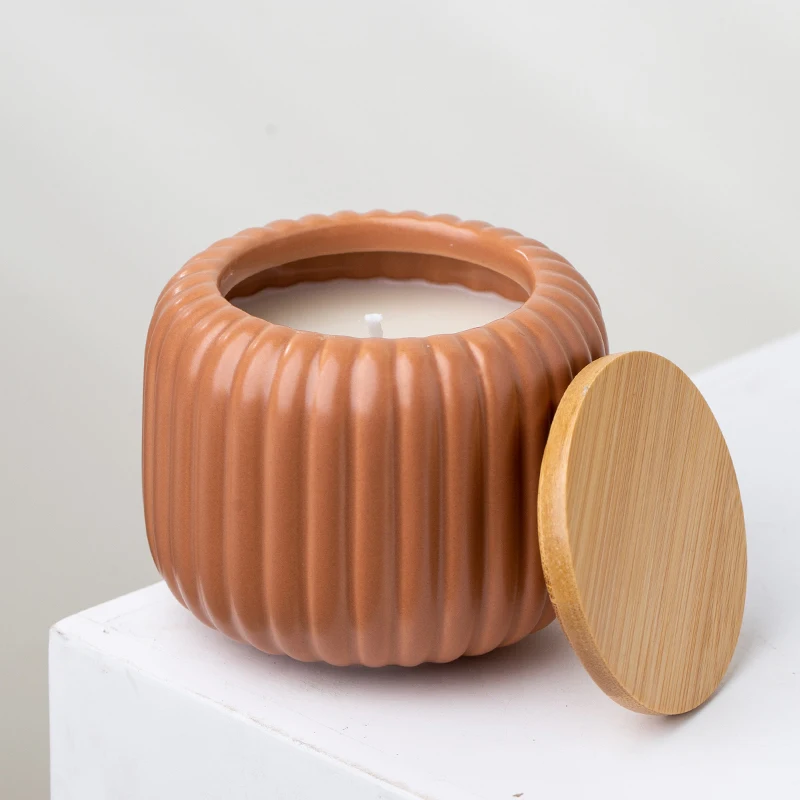 YUANWANG wholesale ceramic candle vessels empty candle jar with lidscandle container
