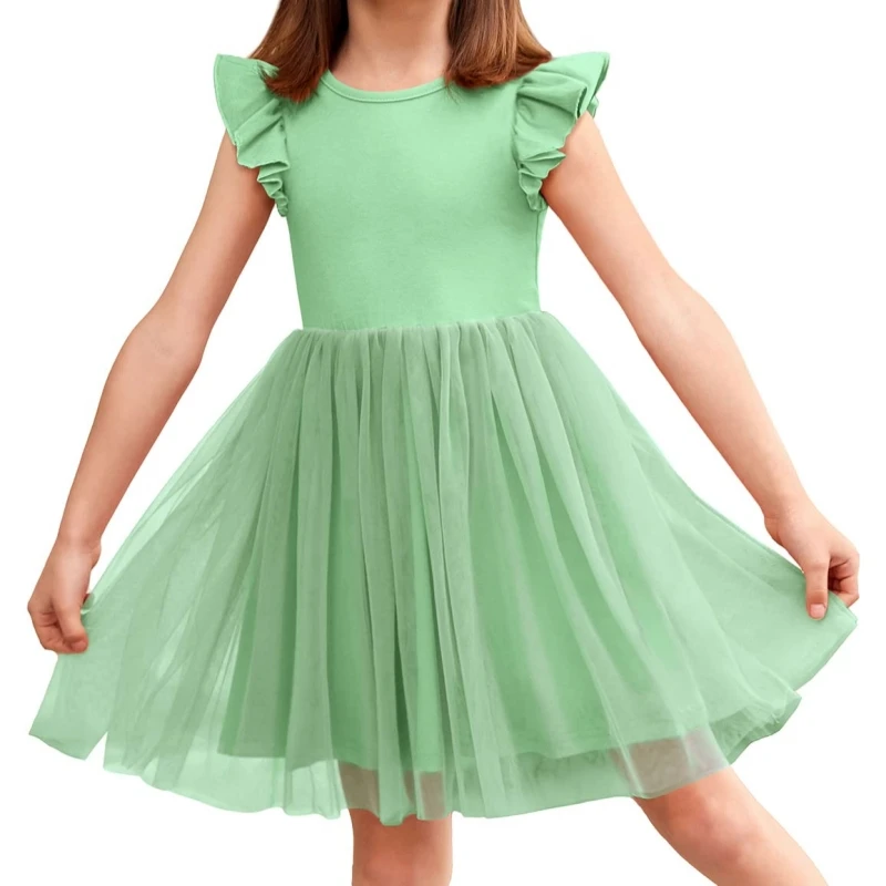 OEM ODM Custom Hot sale Colorful Girl TuTu Party Gown Kids Rainbow Princess Fancy Dress Children Flower Girl Dresses