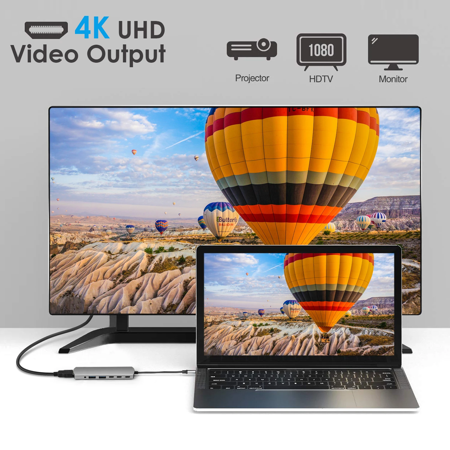 7 In 1 docking station usb type c hub Gigabit Ethernet 4k Hdmi 3.0 7 in 1 multiport Power Pass-Through Slot usb hub 7 Port