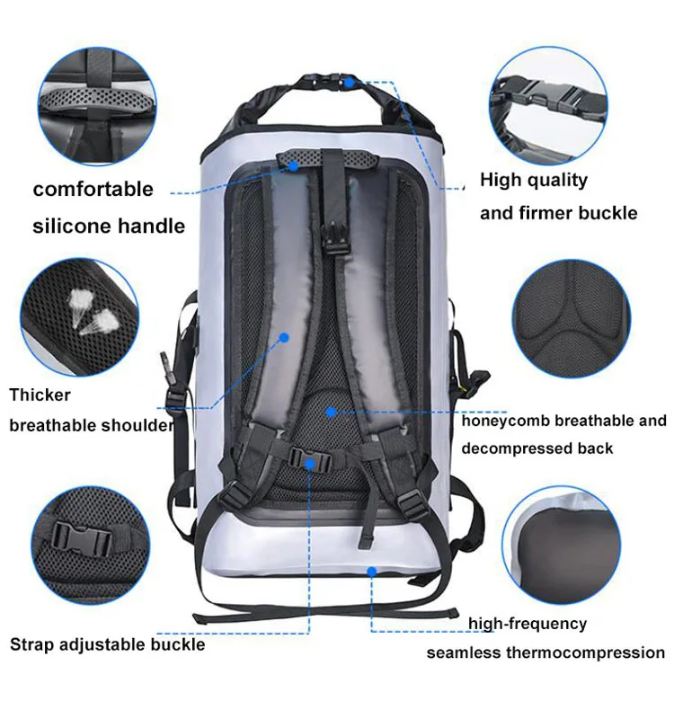 Ocean Waterproof PVC Durable Rolling Travel Dry Bag Backpack for Kayaking Boating Sailing Canoeing Rafting Fishing Camping