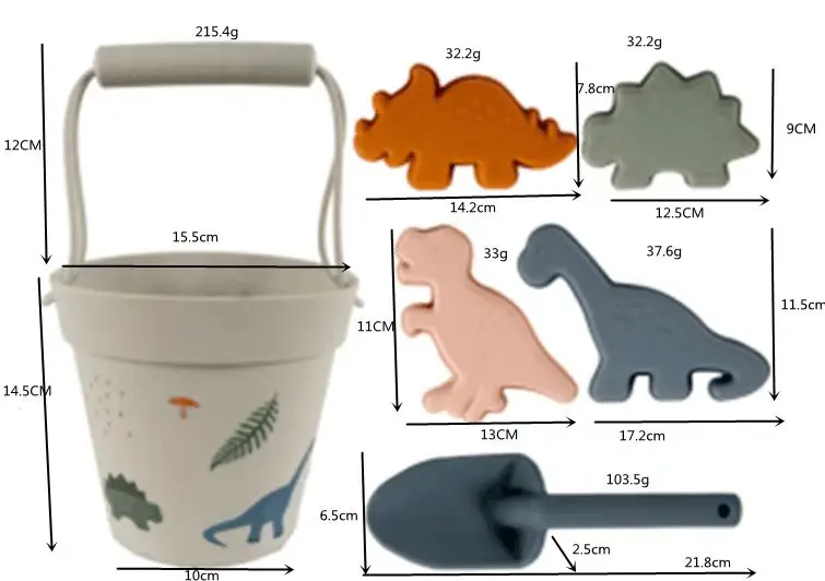 MU Eco Friendly Silicone Beach Sand Toys Bucket Set With Sea Animal Molds And Spade For Kids Funny