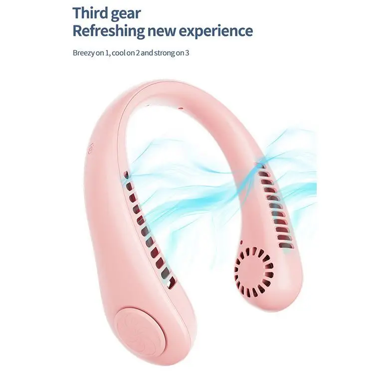 Portable Neck Hands Free, Bladeless Fan Battery Personal  Leafless Rechargeable Headphone Design USB Powered Fan/