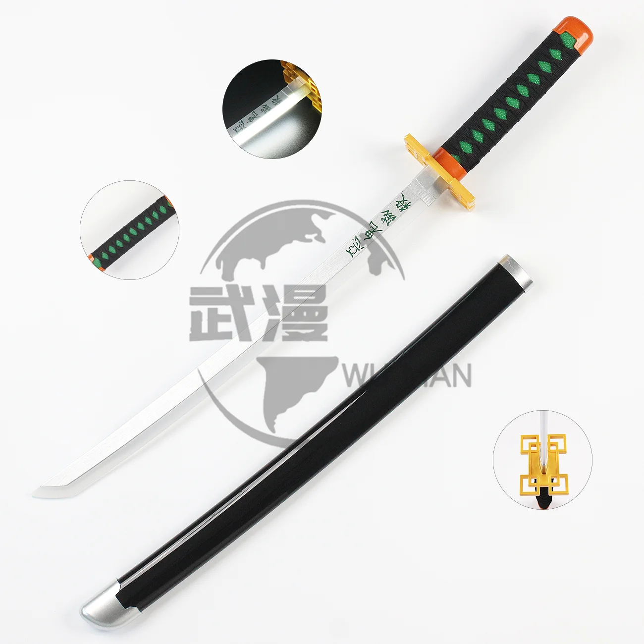 28 Inch Handmade Katana Tokitou Muichirou cosplay toy swords wood cartoon Demon Slayer light toys swords