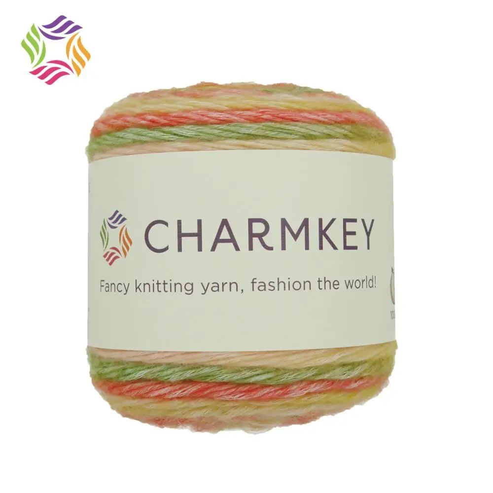 Charmkey необычная разноцветная мягкая полиэфирная и акриловая Смешанная хлопчатобумажная пряжа для вязания крючком яркая одежда