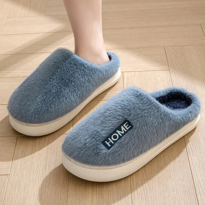 Winter Warm Slippers for Women Men Home Fluffy Furry Home Slippers New Fashion Soft Plush Platform Non Slip Bedroom Plush Slides