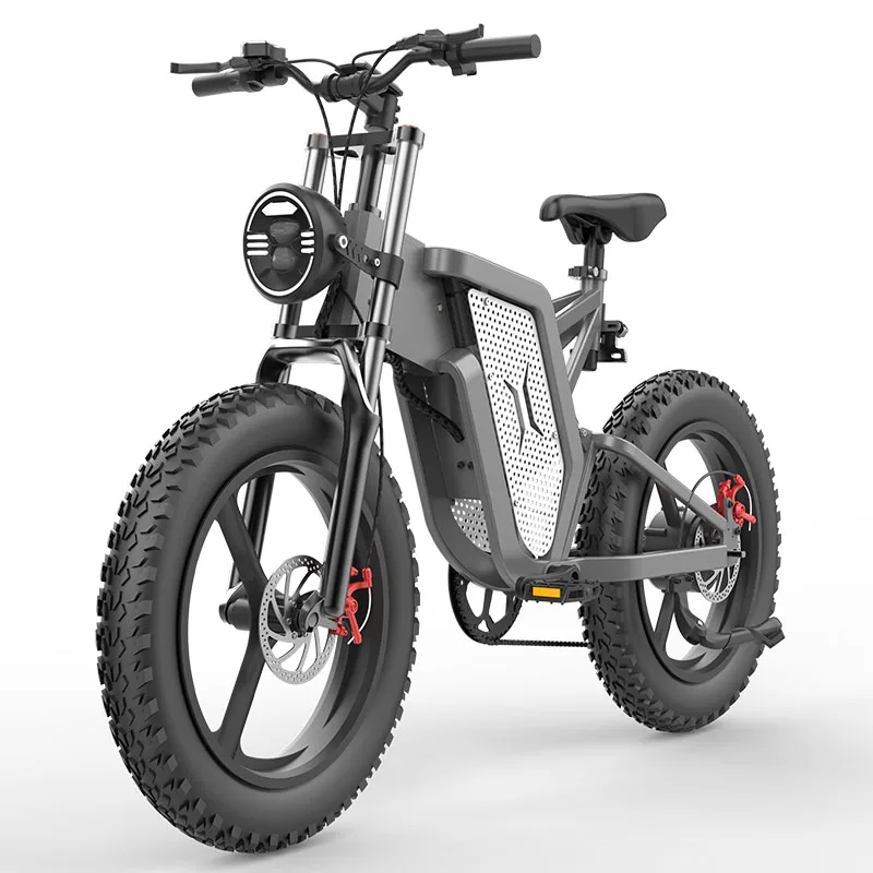 Angelol Fat Tire Electric Mountain E Bike Big Power 1000W 48V Mid Drive Motor Dual Suspensions Electric Fat Bike For Adults