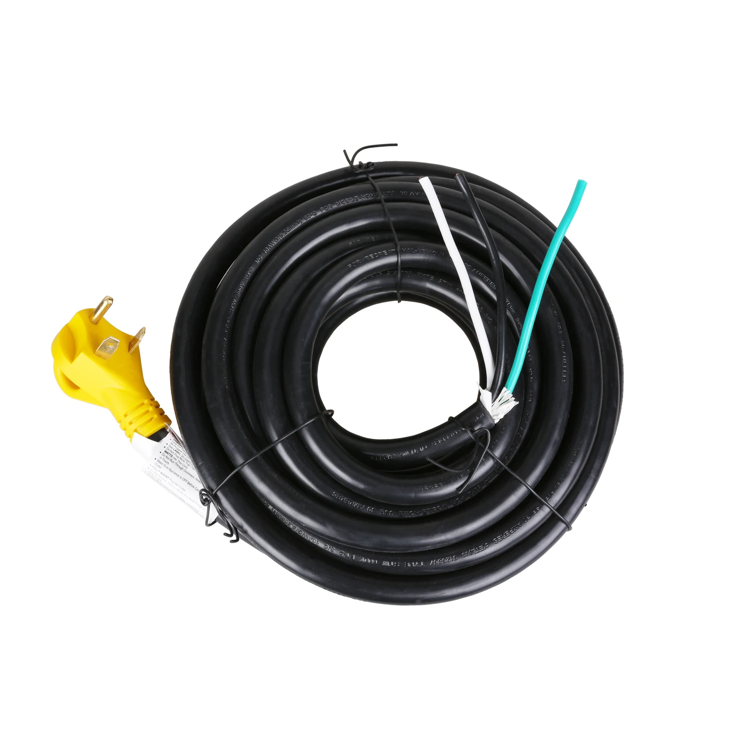 25 FT RV Power Extension Cord 30Amp With Loose End RV Polarity Indicator and Grip Handle 125V 3750W ETL Listed