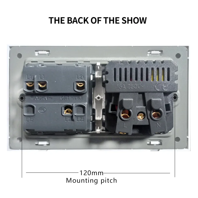 Professional switch factory French EU standard wall power socket with 2 LED rocker switches