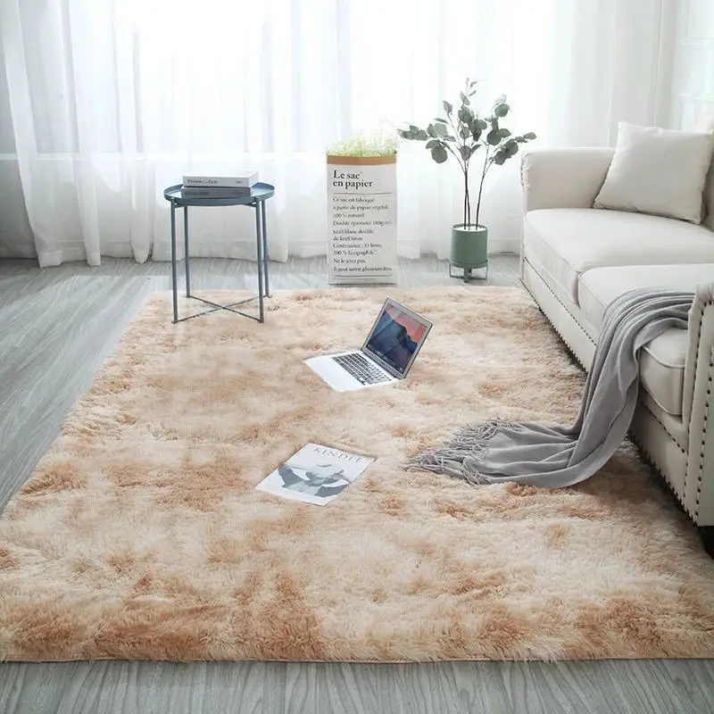 Silk Hair Gradient Plush Carpet Thickened Household Full Floor Mat Living Room Bedroom Balcony Window Mat Bedside Area Rugs Sets