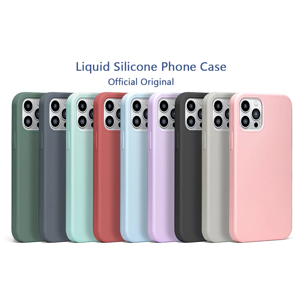 Official Original Matte Shockproof Cell Mobile Phone Cover Frosted Liquid Silicone Phone Case For iPhone 12 13 14 Pro Max