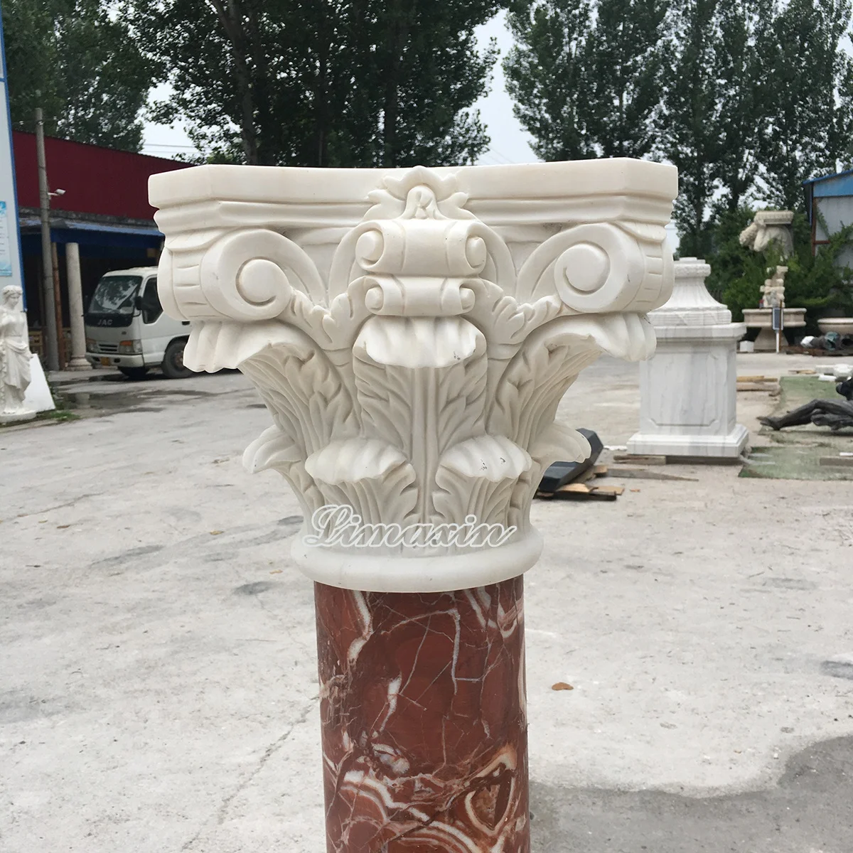 Mixed color luxury design interior decorative natural marble pillars Corinthian capital Roman stone columns