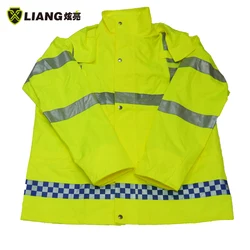 High Visibility traffic jacket pvc uniform reflective coat waterproof raincoats safety windproof oxford