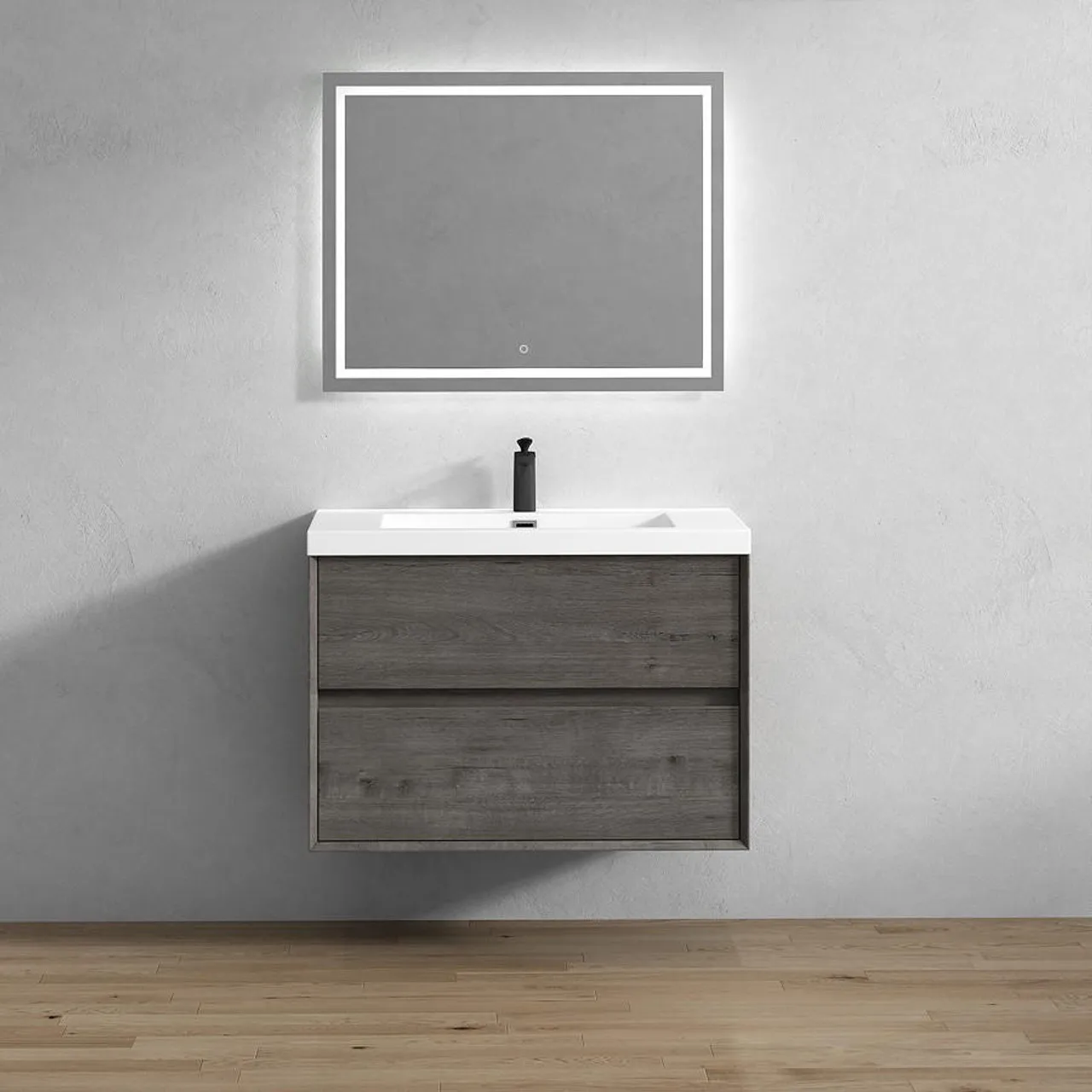 Single Sink Modern Bathroom Cabinet Drawer Designs Wall Mounted Bathroom Vanity Combo Led Mirror