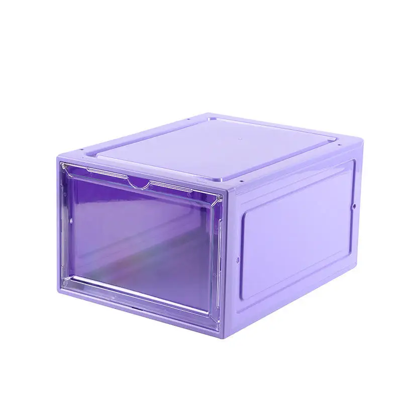 Custom Stackable Plastic Sneaker Container Shoe Box Magnetic Drop Front Acrylic Transparent Storage Dustproof For Display Home