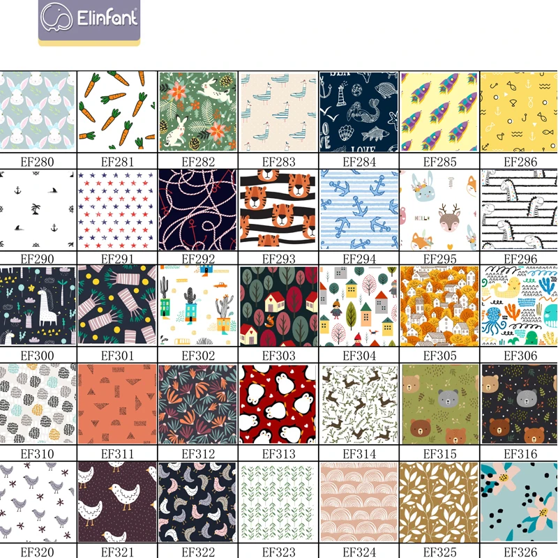 
Elinfant, ламинированная ткань из 100% полиэстера, водонепроницаемая ткань для подгузников 