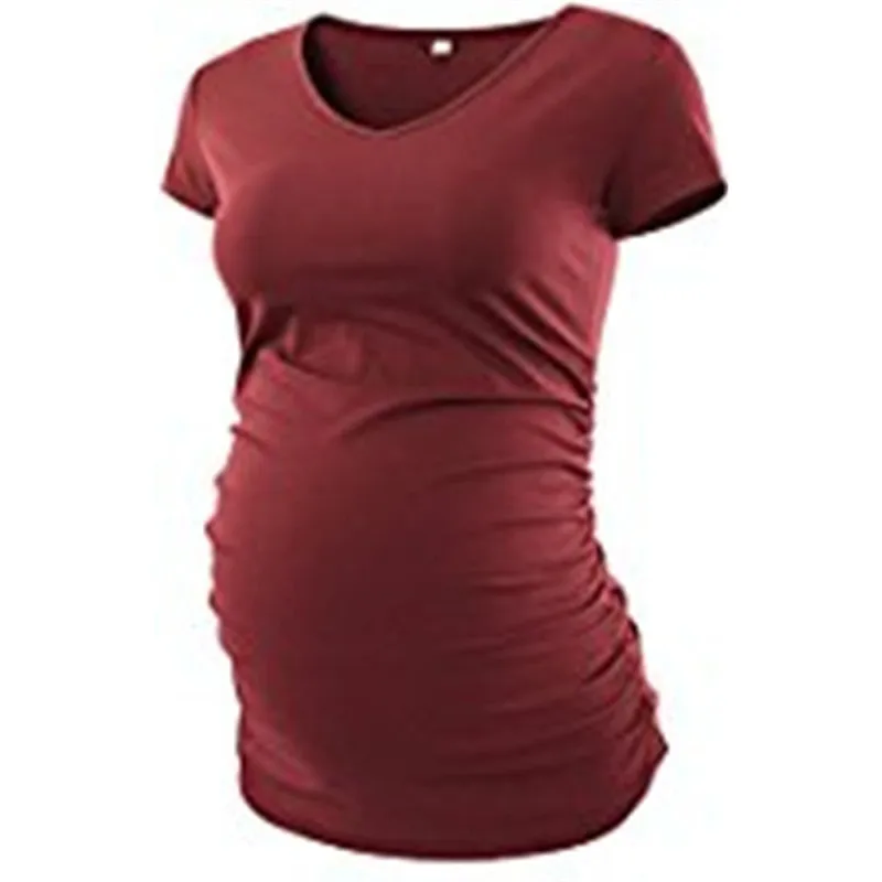 Maternity Casual T Shirt Breastfeeding Clothes Pure Colour Short Sleeve Nursing Top Casual Pregnant Tshirt Dropshipping