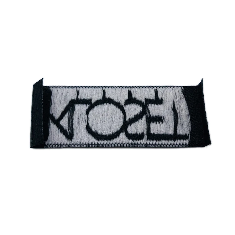 End Fold Labels Custom Weaving Brand Name Logo 100% Polyester Damask Woven Labels for Garments Etiquette Textile Personalize