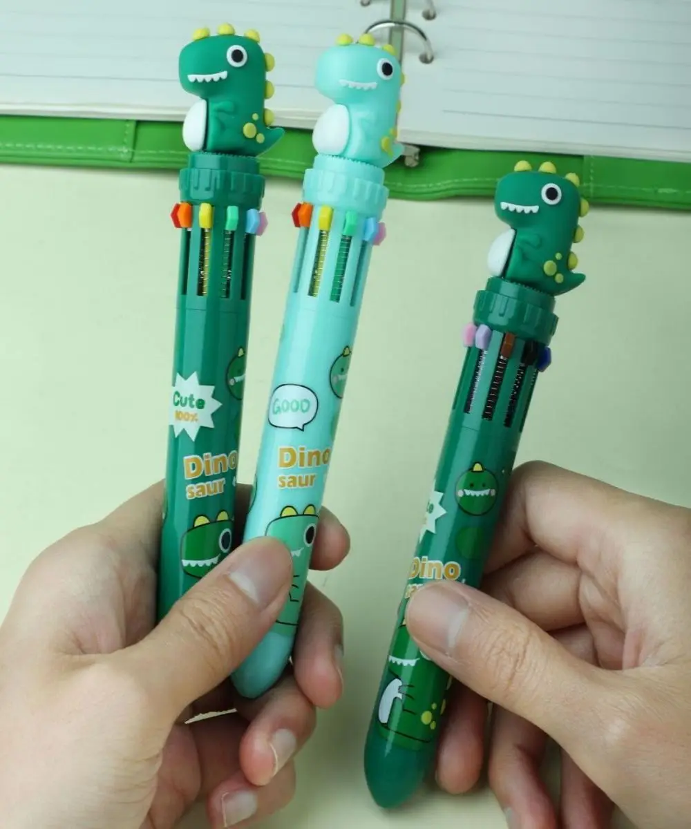 Custom Logo Cute Kawaii Animal Pen Students School Plastic Cute Ballpoint Pen Fashion 10 Colors Dinosaur Pens