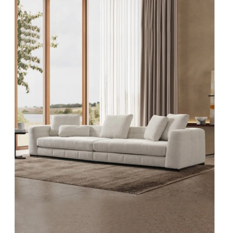 modern luxury fabric 4 seat living room sofa good quality high end Italian living room furniture white sofa set Nordic