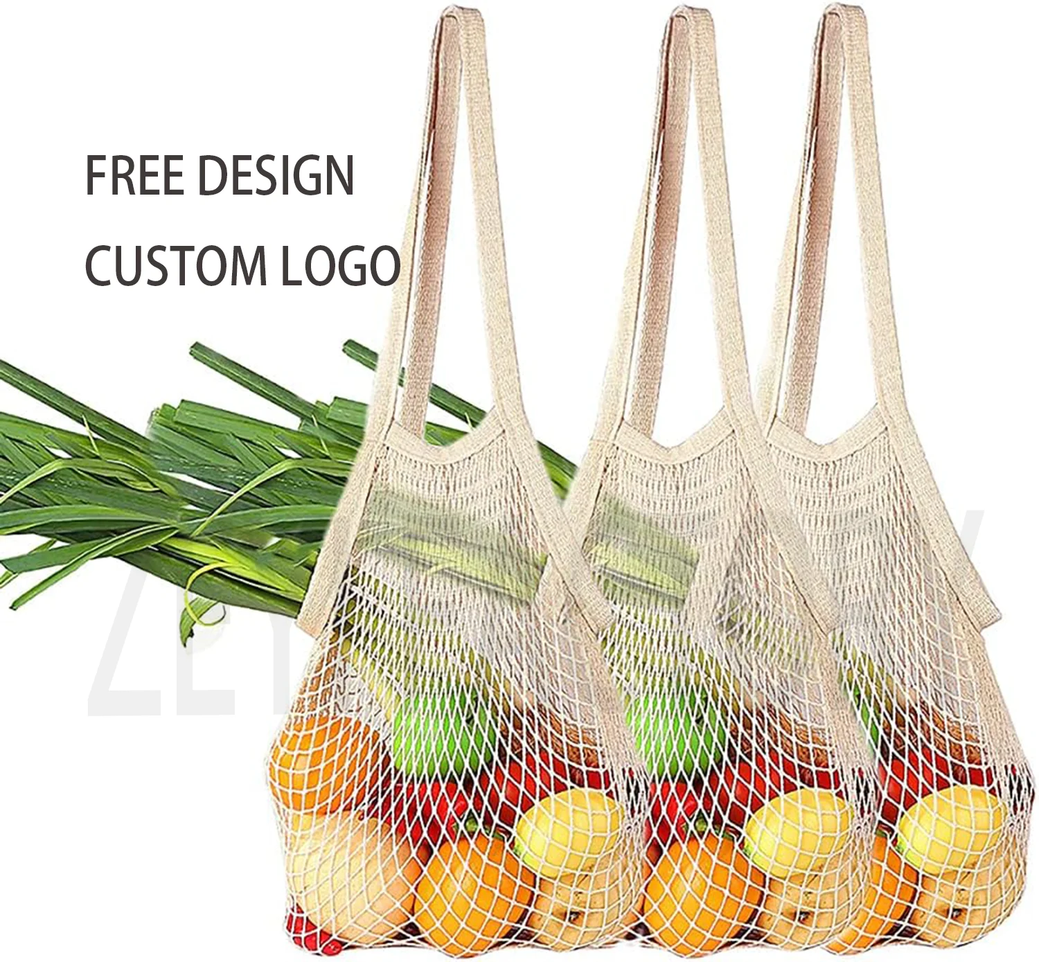 Custom Logo Reusable Eco-Friendly Mesh Cotton Net String Shopping Bag 100%Cotton Shopping Bags For Grocery Net Bag