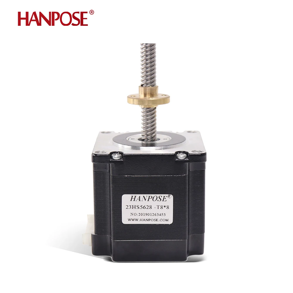 HANPSOE  nema 23 stepper motor 24V 2.8A 126N.CM 200mm length 23HS5628-T8 lead screw stepper motor for 3D printer T8 screw motor