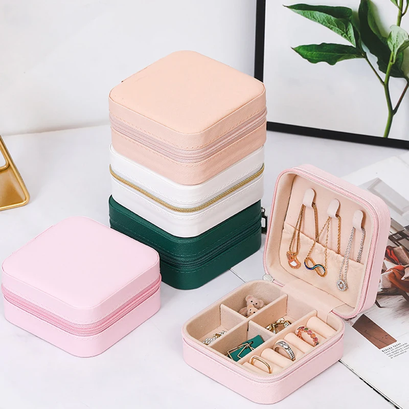 Custom Mini Necklace Organizer Box Pu Leather Jewelry Box Packaging Case Earring Storage Luxury Small Travel Jewelry Case