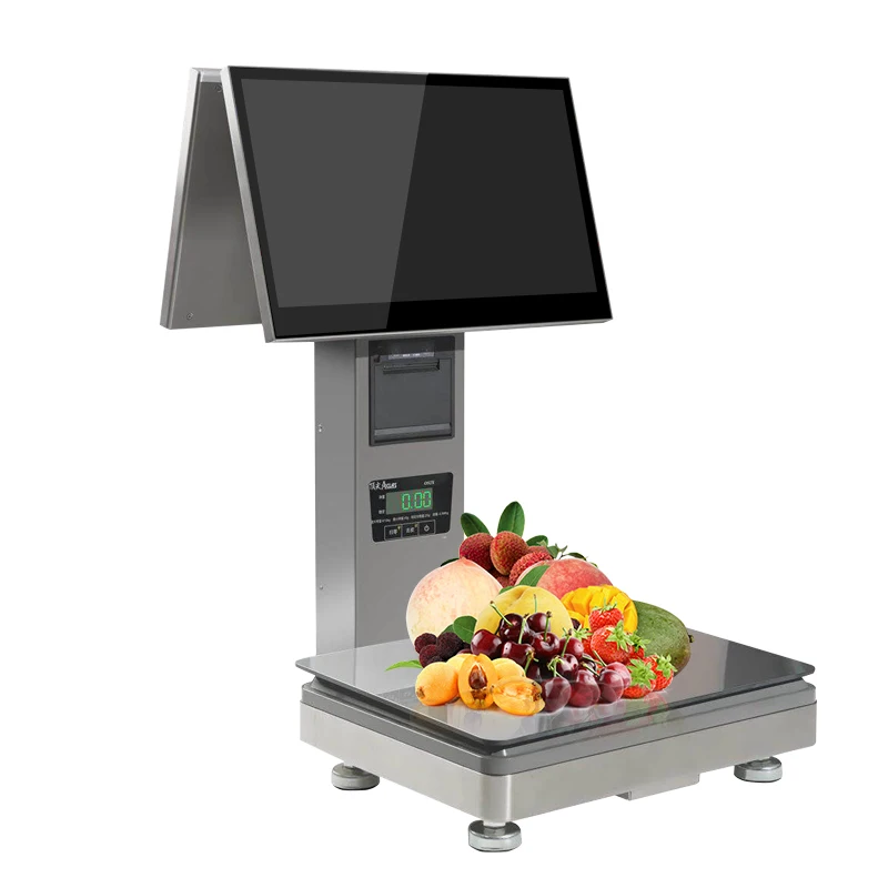 15.6inch windows or android retailposandroid touch pos weighing scale pos vegetable scale