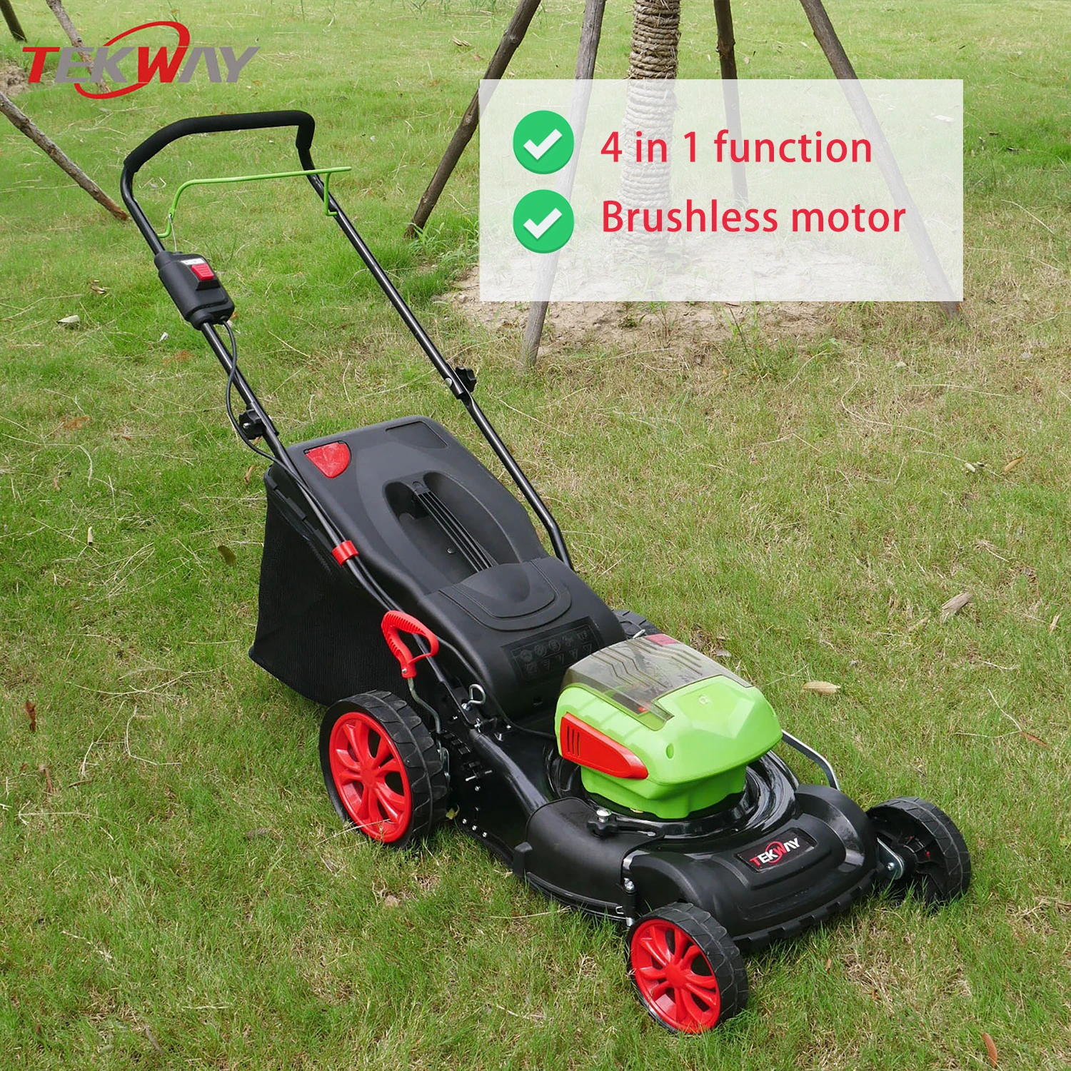 16 Inch Cordless Lawn Mower 4 in 1 Function 36V Lithium Battery Grass Mower
