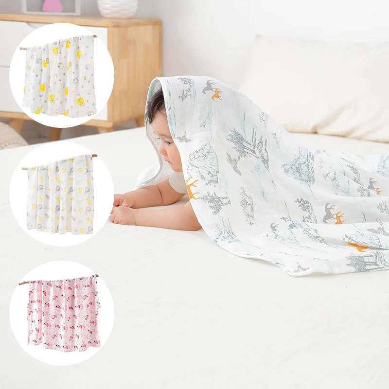 new arrival factory price muslin bamboo fiber double layers baby swaddle wrap gauze blanket
