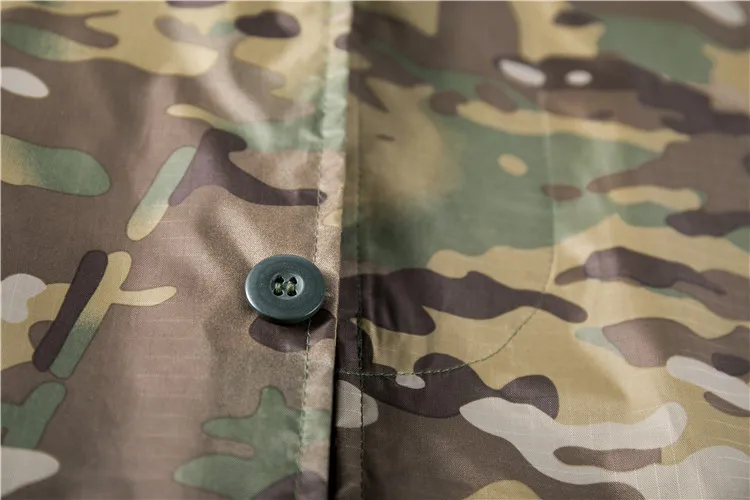 Tactical Waterproof CP Camouflage Plastic Raincoat Durable Poncho Camo Adults Men Rain Poncho