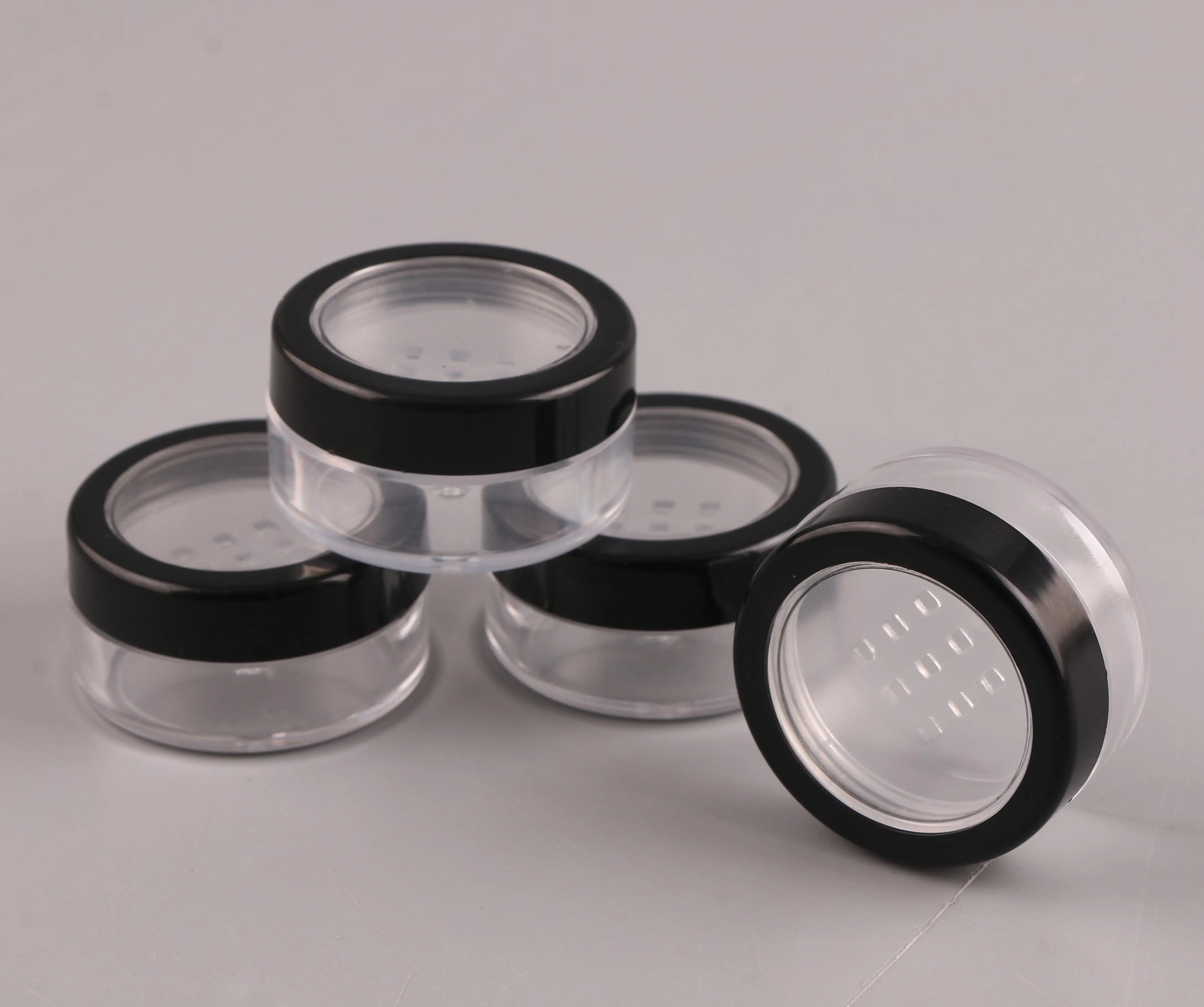 Hot sale round 10ml/10g Skylight lid  loose powder jar with sifter jar cosmetic packaging