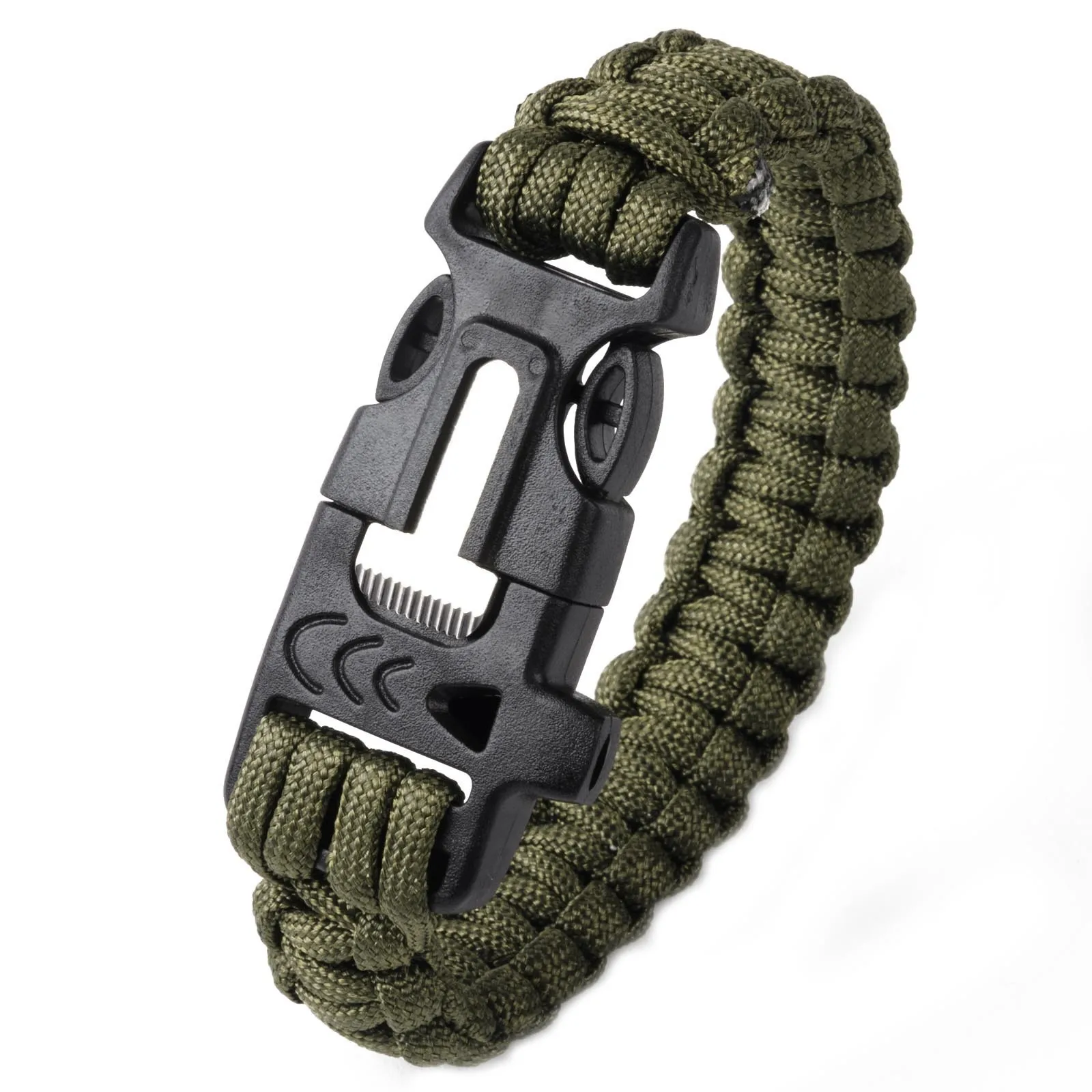 Hot Sell Outdoors Bracelets, Tactical Paracord Braided Survival Bracelets, Fire Starter/Whistle Emergency Bracelets