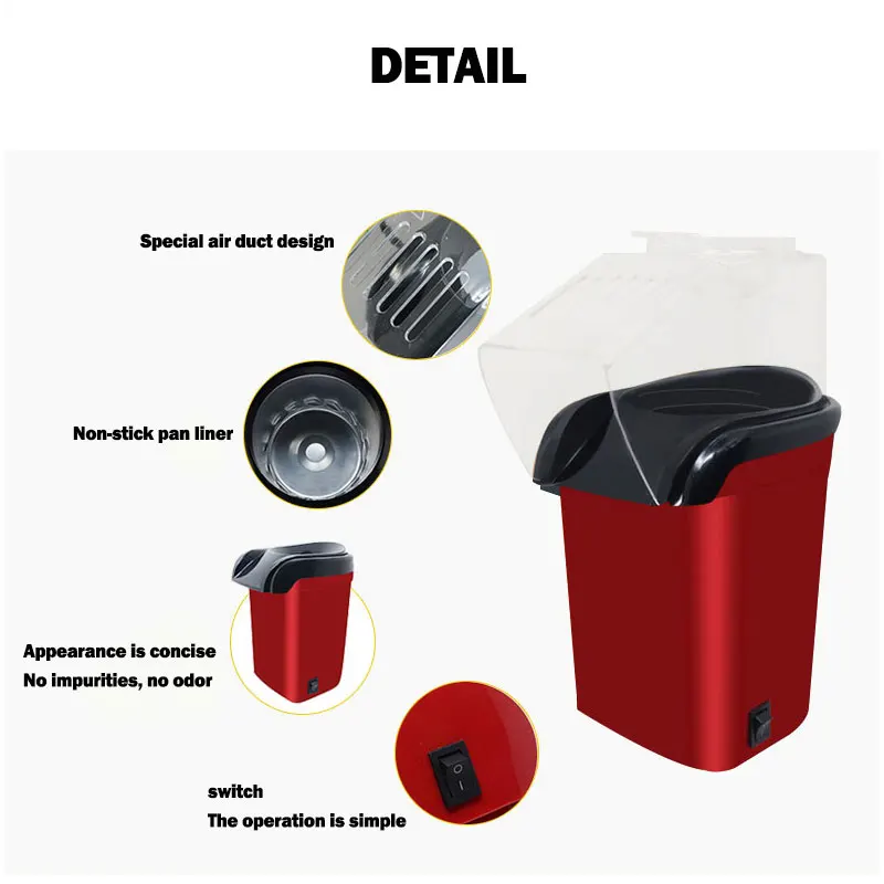 Kids Gift Portable Household Electric Corn Popcorn Maker Kitchen Appliances Automatic Mini Popcorn Maker Machine