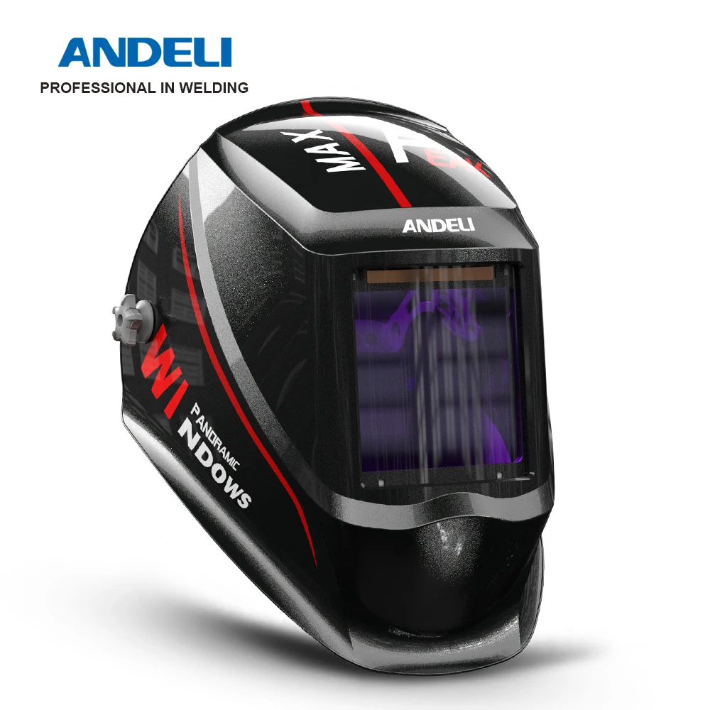 ANDELI Welding Helmet Large Viewing Solar Auto Darkening True Color Mask for Grinding Welding 4 Arc Sensors 1/1/1/2 Optical