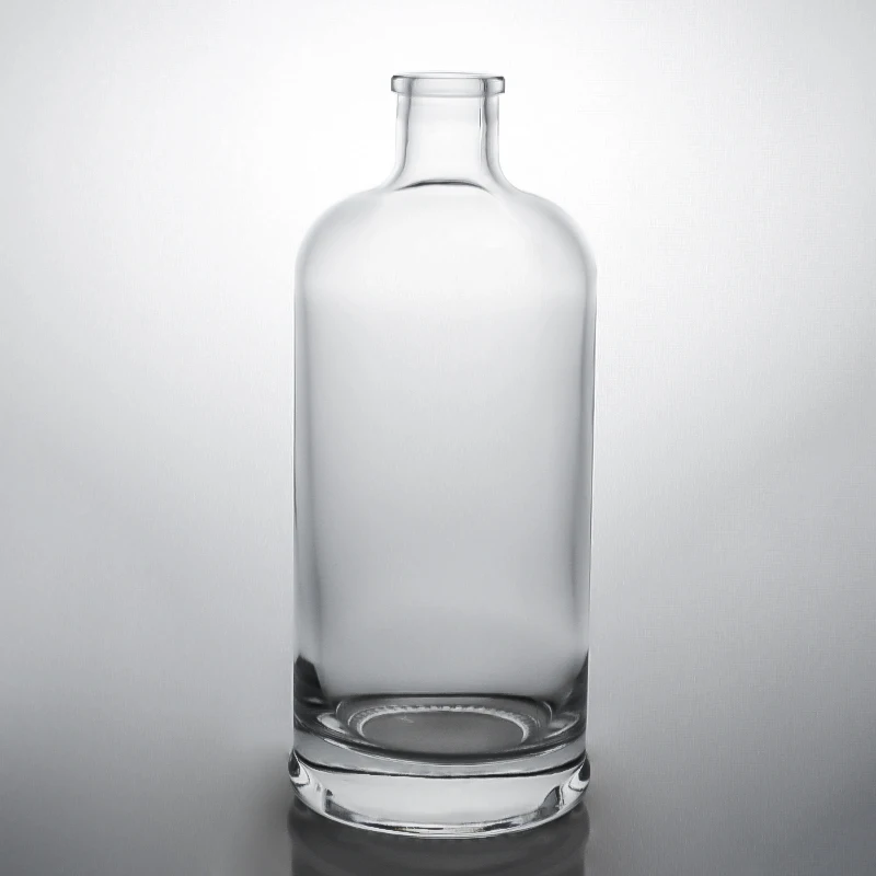 Customized Frosted round shape glass bottle with guala cork top whiskey etc glass bottle flint 750ml 700ml 500ml glass bottle