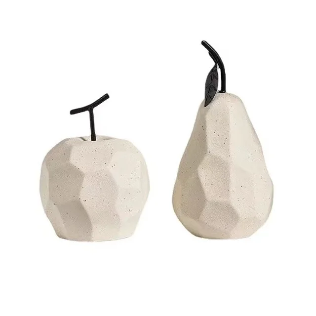 Nordic Ceramic Apple Pear Fruit Ornaments white artificial apple pears porcelain accessories For Desktop Home Decoration gifts