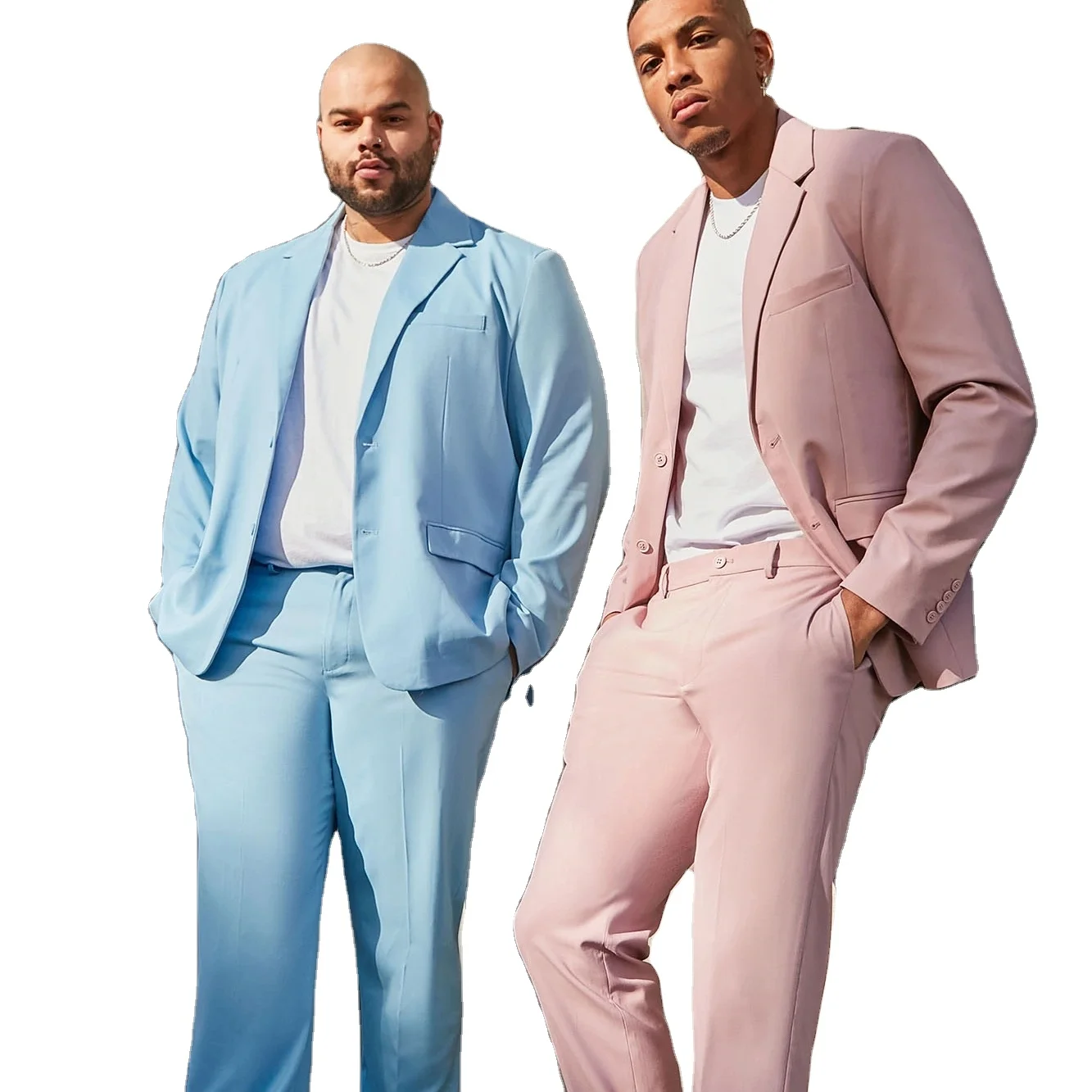 KY casual button front wedding groomsmen Stretch mens suits blazer jacket solid male blazers and trousers