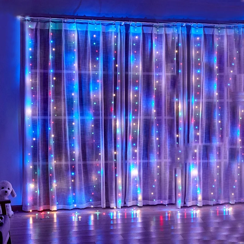 3*3meters RGB light Twinkle Curtain LED String Lights Wedding Christmas Lighting For Indoor Decoration