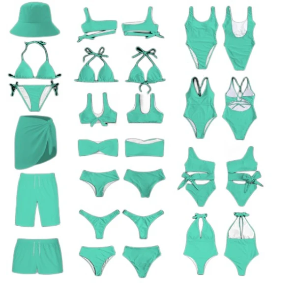 Custom 2023 mature   Sexy lady Two Piece Swimsuit Ribbed solid adjustable sexy bikini set