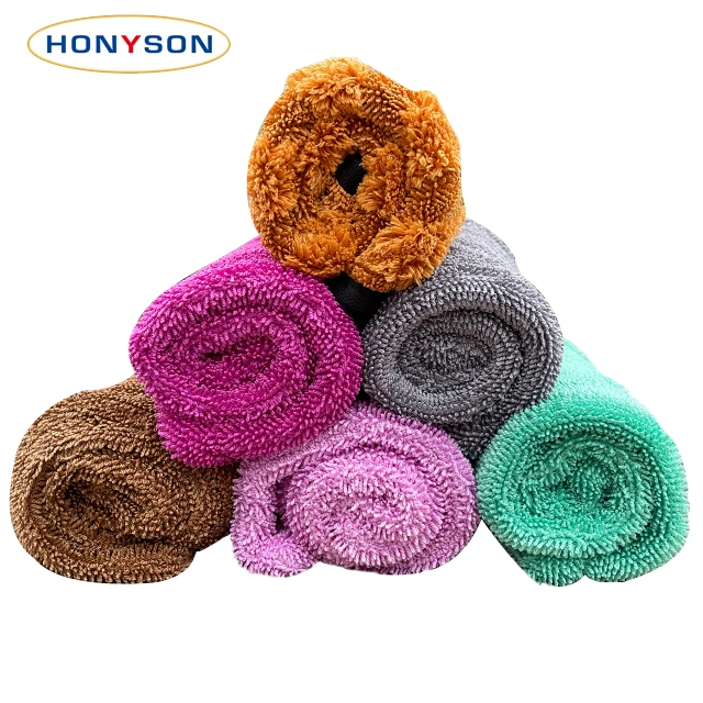 black color 60x90 1400gsm 1200gsm 50 cm big twisted loop car wash drying cleaning microfiber towels 5ft for monster car