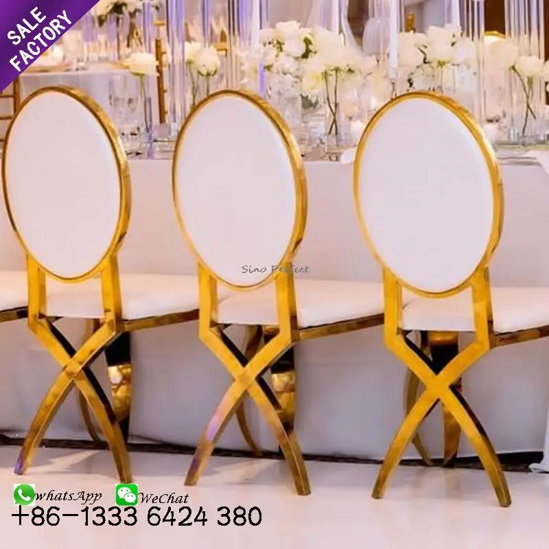 Cheap Wholesale Stainless Steel Stackable Gold Dinning Chair Metal Golden Stainless Steel Banquet Chair for Wedding
