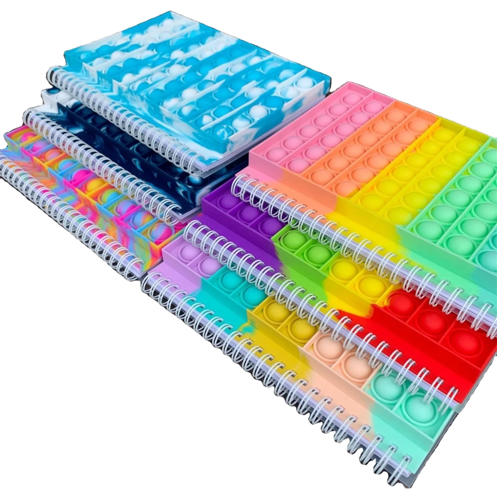 Finger Bubble Silicone Cover Notepad Student Supplies Decompression Fidget Toys New Notebook A5 Pop push
