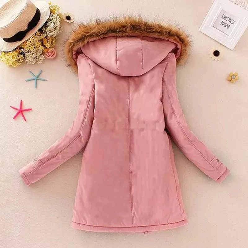 Casual Ladies Female Outerwear Women Jacket Thick Warm Parkas  Large Hooded Winter Coat