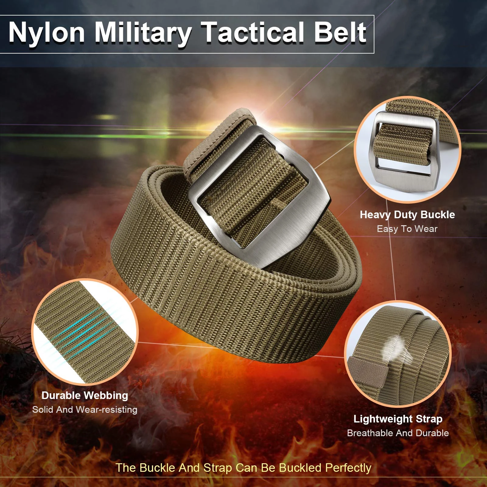 Men Nylon Belt Men Factory Wholesale  Woven Nylon Tactical Belt with Quick Release Buckle