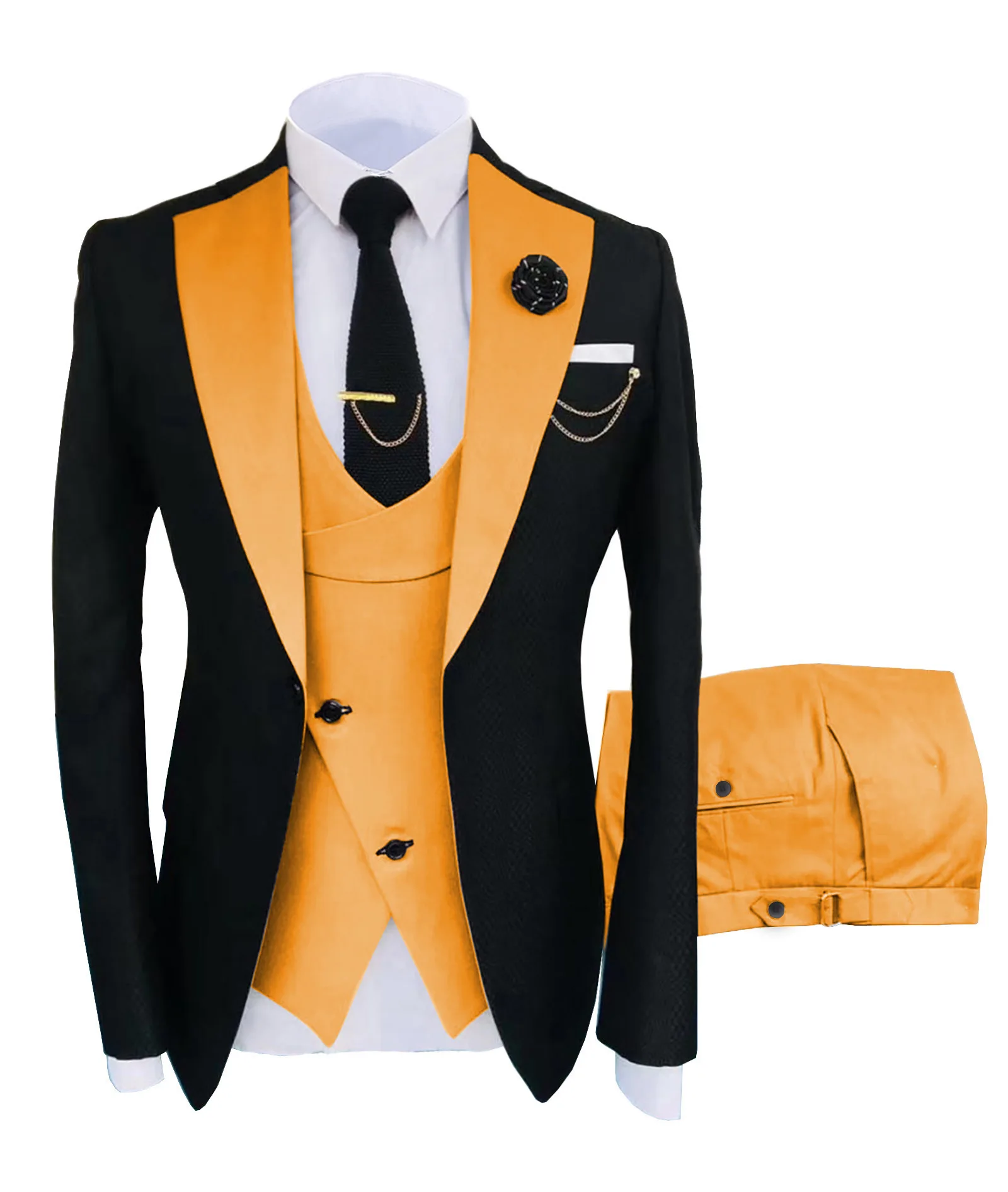 Wholesale 3 Piece Set Business Coat Vest Pants Male Suits Men Wedding Suit Blazer Hombre